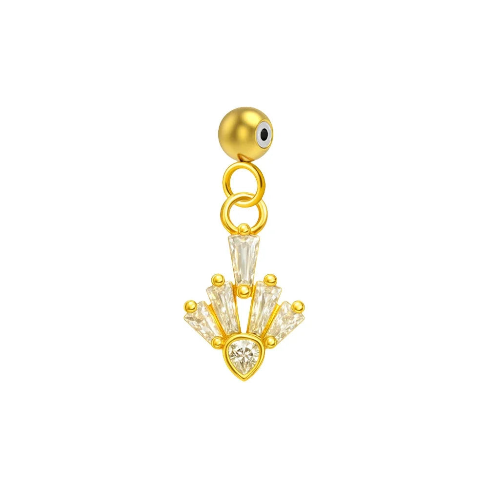 Charm Cobre Chapado Oro 14K con Circonita Abanico Gota