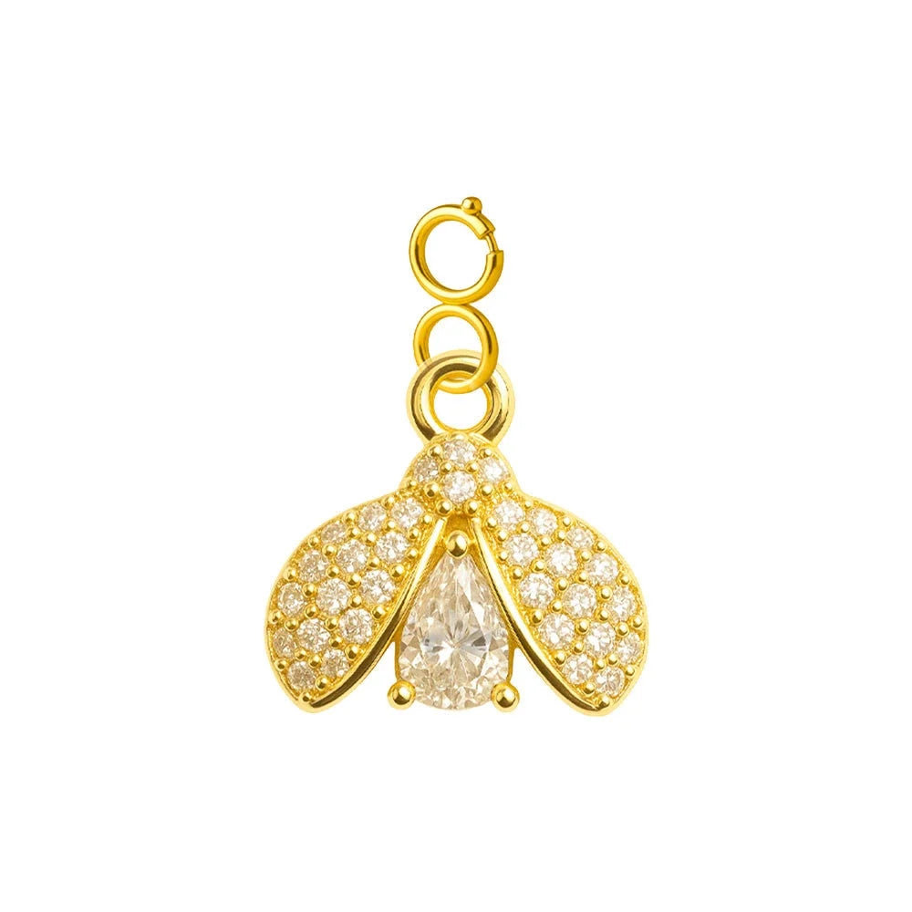 Charm Cobre Chapado Oro 14K con Circonita Abeja con Cierre