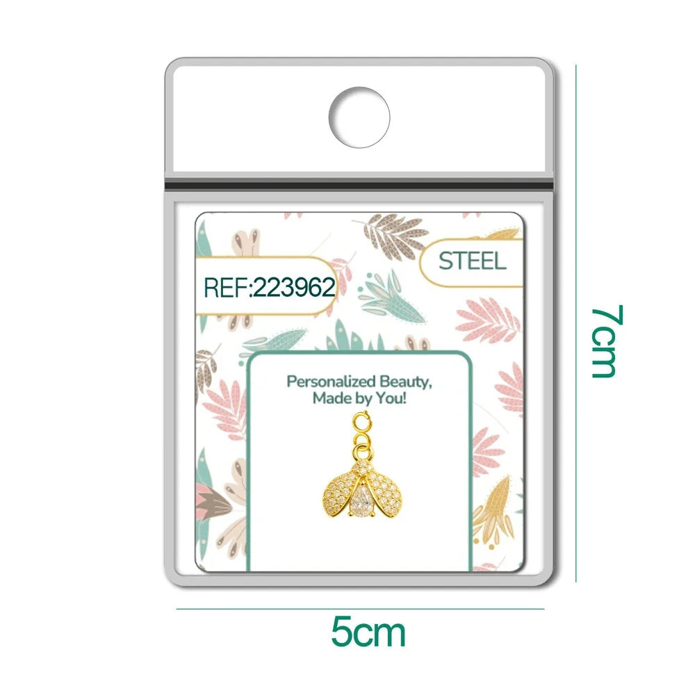 Charm Cobre Chapado Oro 14K con Circonita Abeja con Cierre detalle