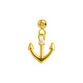 Charm colgante dorado de ancla con circonita y bola de acero con goma