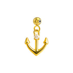 Charm colgante dorado de ancla con circonita y bola de acero con goma