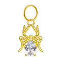 Charm colgante dorado de araña con circonita de lágrima con aro de acero