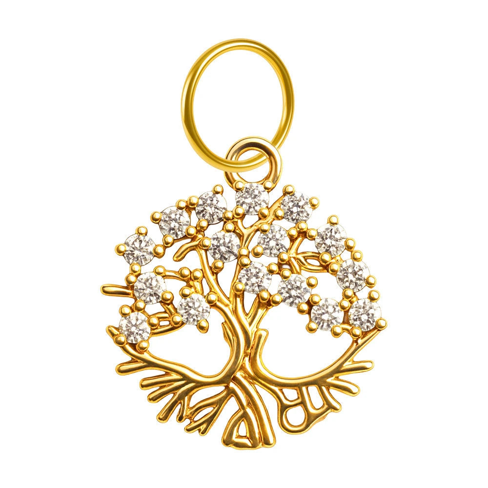 Charm Cobre Chapado Oro 14K con Circonita Árbol de la Vida Colgante