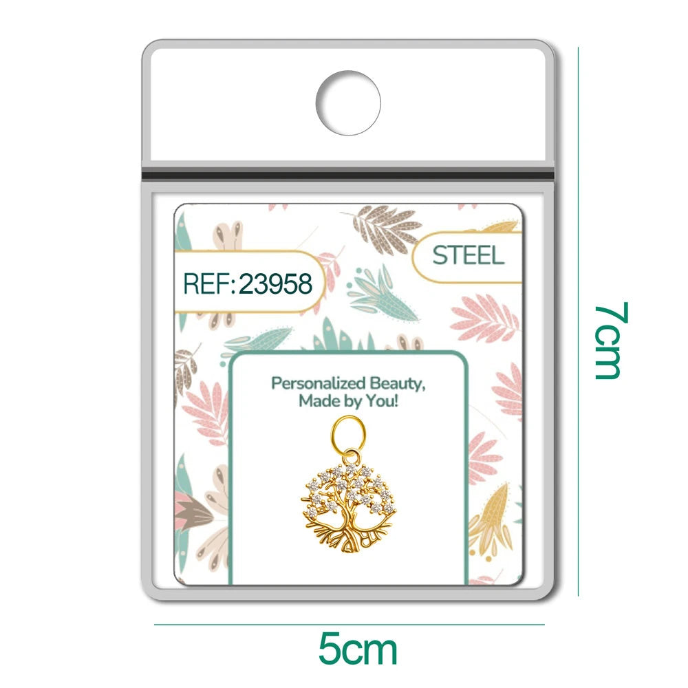 Charm Cobre Chapado Oro 14K con Circonita Árbol de la Vida Colgante detalle