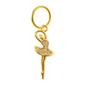 Charm colgante dorado de bailarina con circonitas y aro de acero