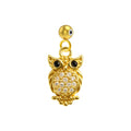Charm colgante dorado de búho con circonita y bola de acero con goma