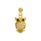 Charm colgante dorado de búho con circonita y bola de acero con goma