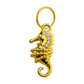 Charm colgante dorado de caballito de mar con circonitas con aro de acero