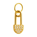 Charm colgante dorado de candado con circonitas y aro de acero