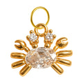 Charm colgante dorado de cangrejo con circonita ovalada y aro de acero