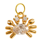 Charm colgante dorado de cangrejo con circonita ovalada y aro de acero