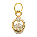 Charm colgante dorado de círculo con estrella y circonitas con aro de acero