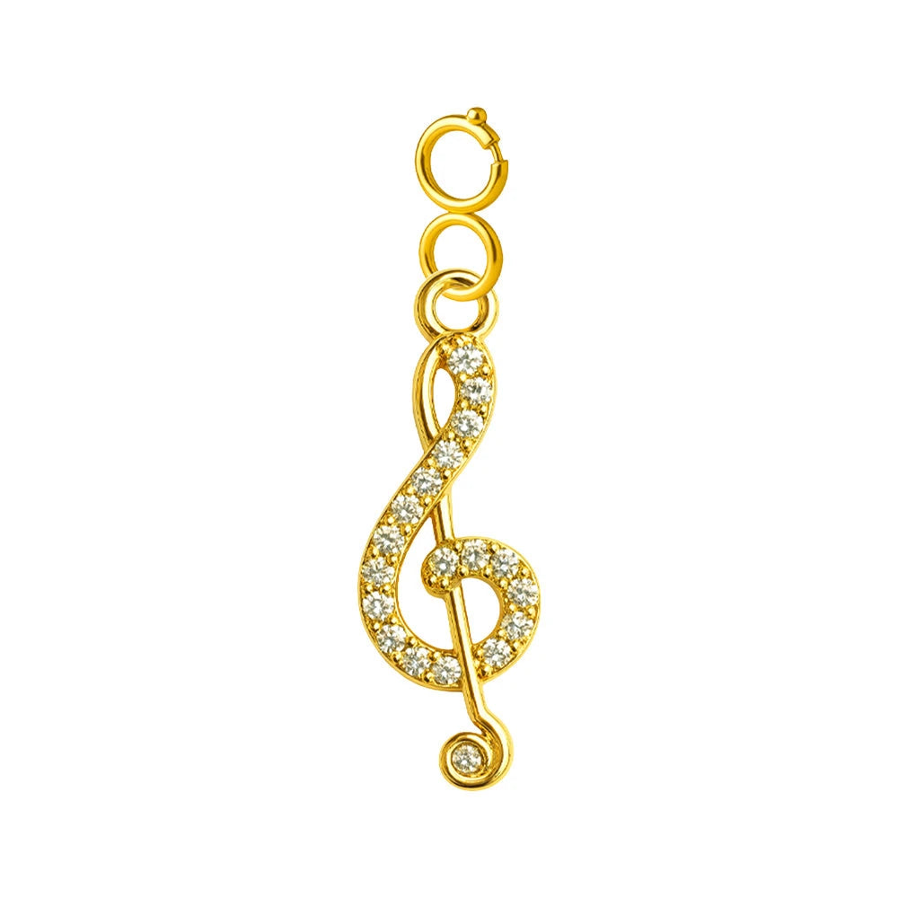 Charm Cobre Chapado Oro 14K con Circonita Clave de Sol con Cierre