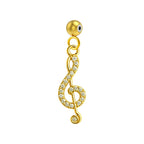 Charm colgante dorado de clave de sol con circonitas y bola de acero con goma