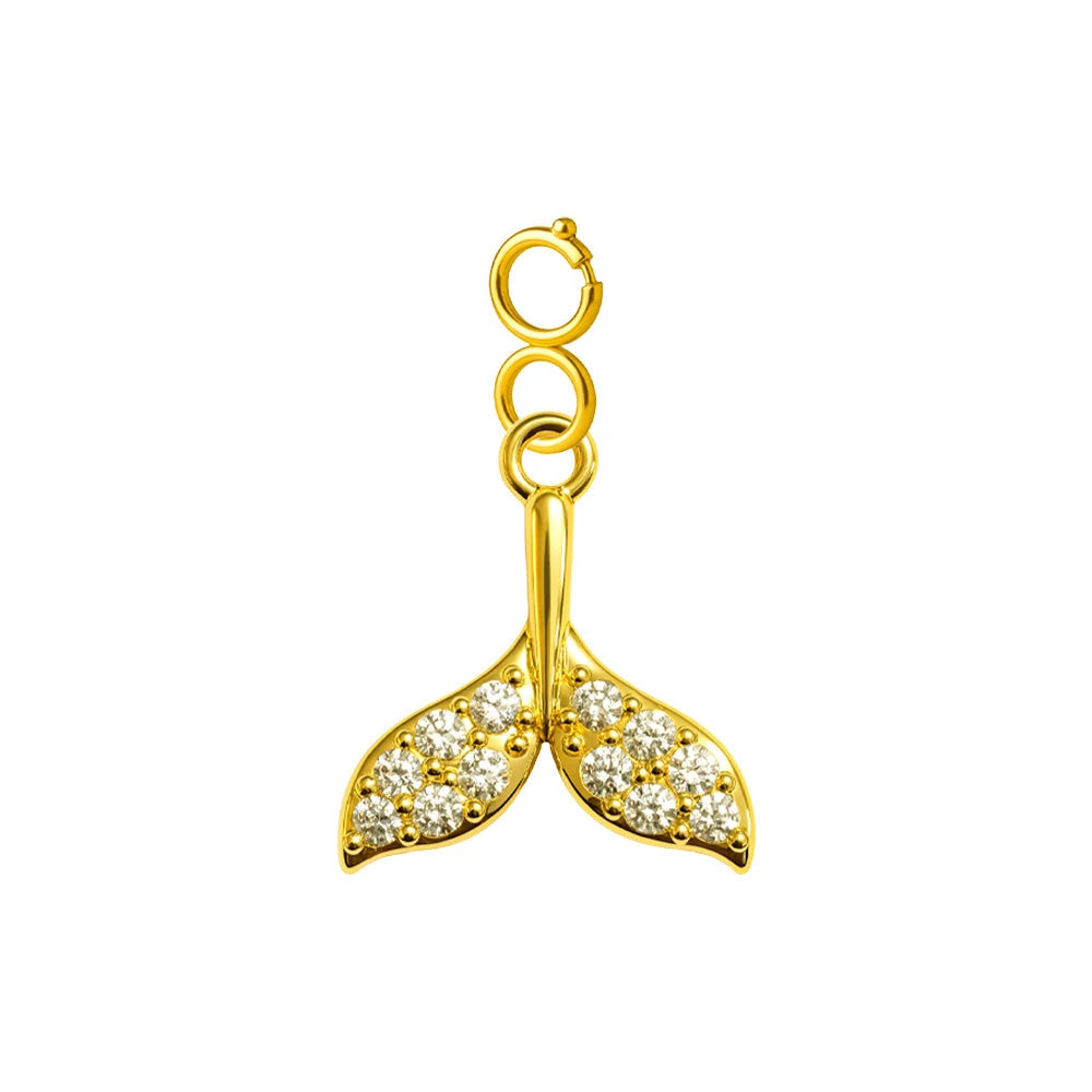Charm Cobre Chapado Oro 14K con Circonita Cola de Sirena con Cierre