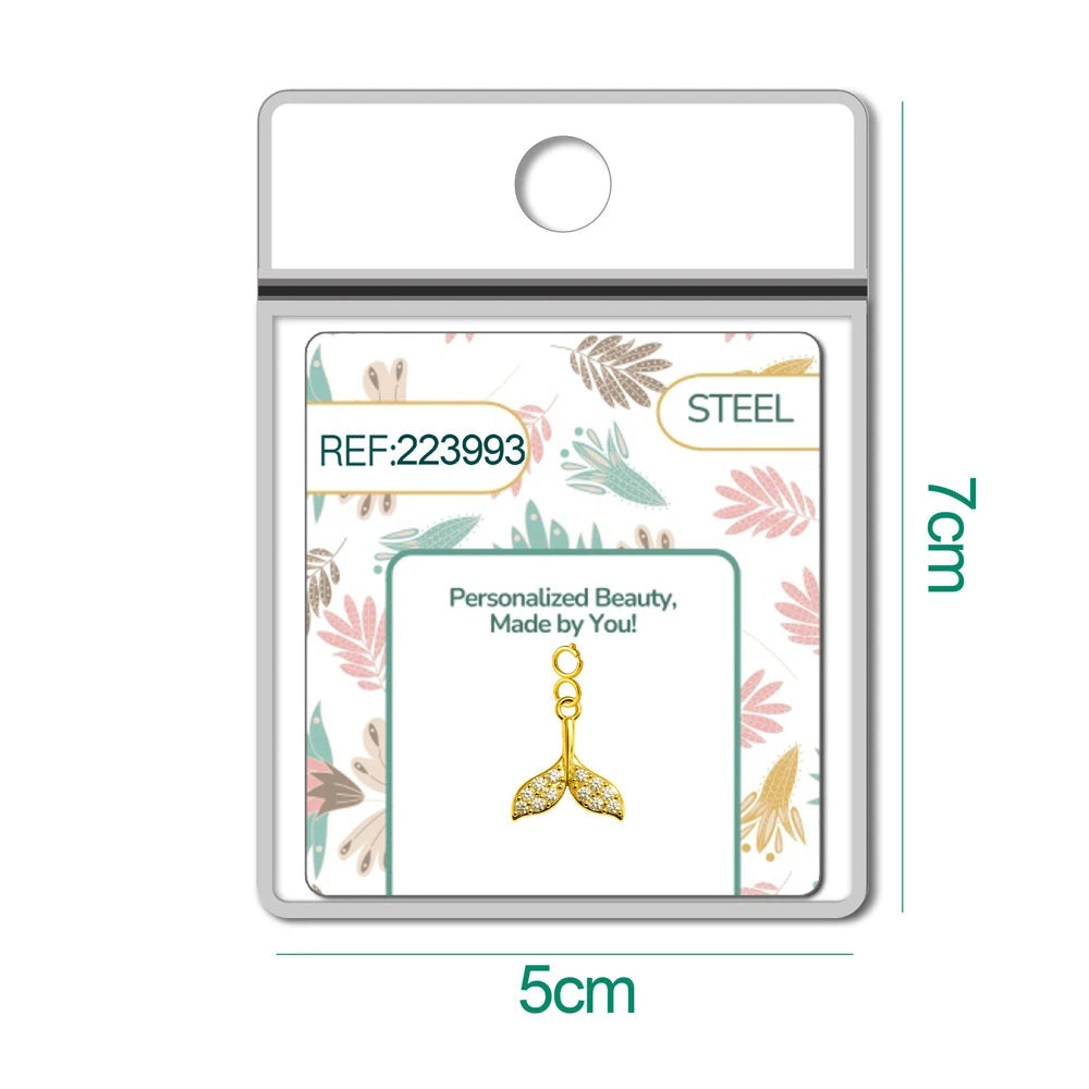 Charm Cobre Chapado Oro 14K con Circonita Cola de Sirena con Cierre detalle