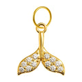 Charm colgante dorado de cola de sirena con circonitas con aro de acero