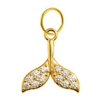 Charm colgante dorado de cola de sirena con circonitas con aro de acero