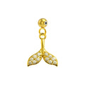 Charm colgante dorado de cola de sirena con circonitas con bola de acero con goma