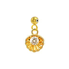 Charm colgante dorado de concha con circonita central y bola de acero con goma