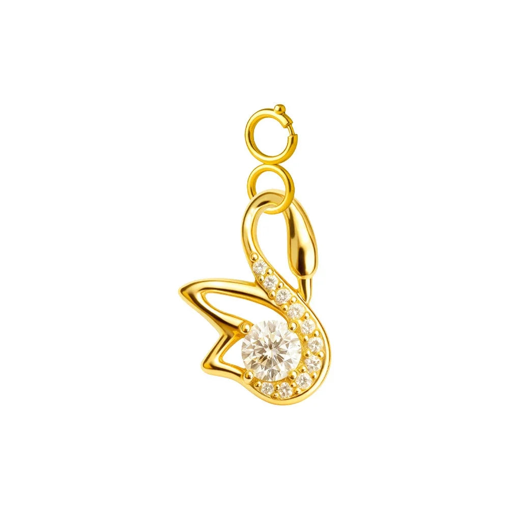 Charm Cobre Chapado Oro 14K con Circonita Conejo con Cierre