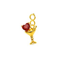 Charm Cobre Chapado Oro 14K con Circonita Copa Y Corazón Rojo con Cierre