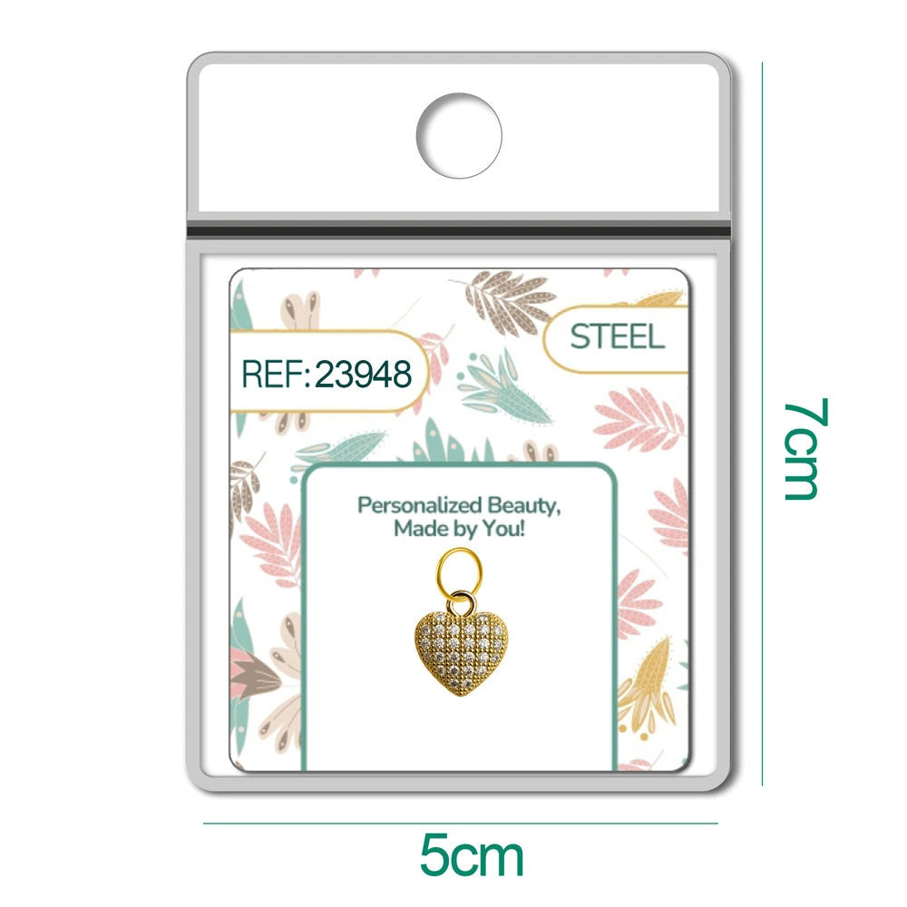 Charm Cobre Chapado Oro 14K con Circonita Corazón Colgante detalle