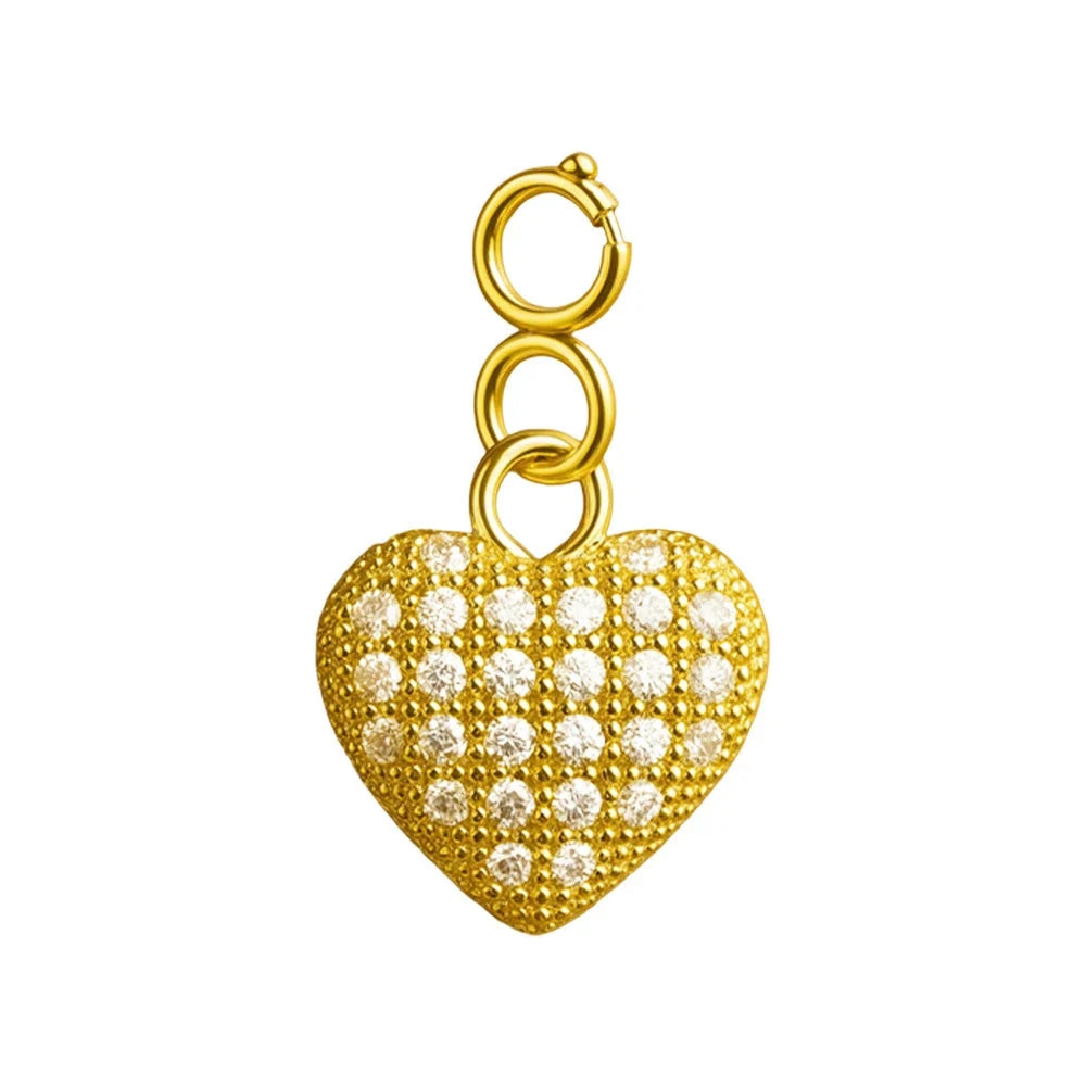 Charm Cobre Chapado Oro 14K con Circonita Corazón Pavé con Cierre