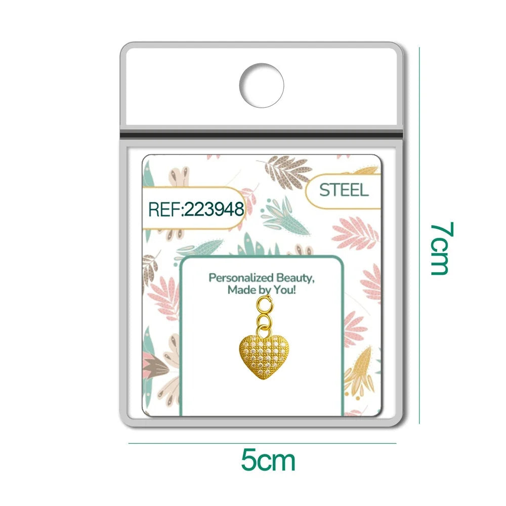 Charm Cobre Chapado Oro 14K con Circonita Corazón Pavé con Cierre detalle