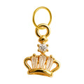 Charm colgante dorado de corona con circonitas alargadas y aro de acero
