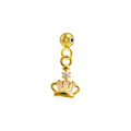 Charm colgante dorado de corona con circonitas alargadas y bola de acero con goma