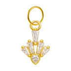 Charm colgante dorado de corona princesa con circonitas y aro de acero