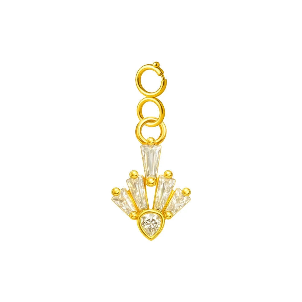 Charm colgante dorado de corona princesa con circonitas y cierre de acero