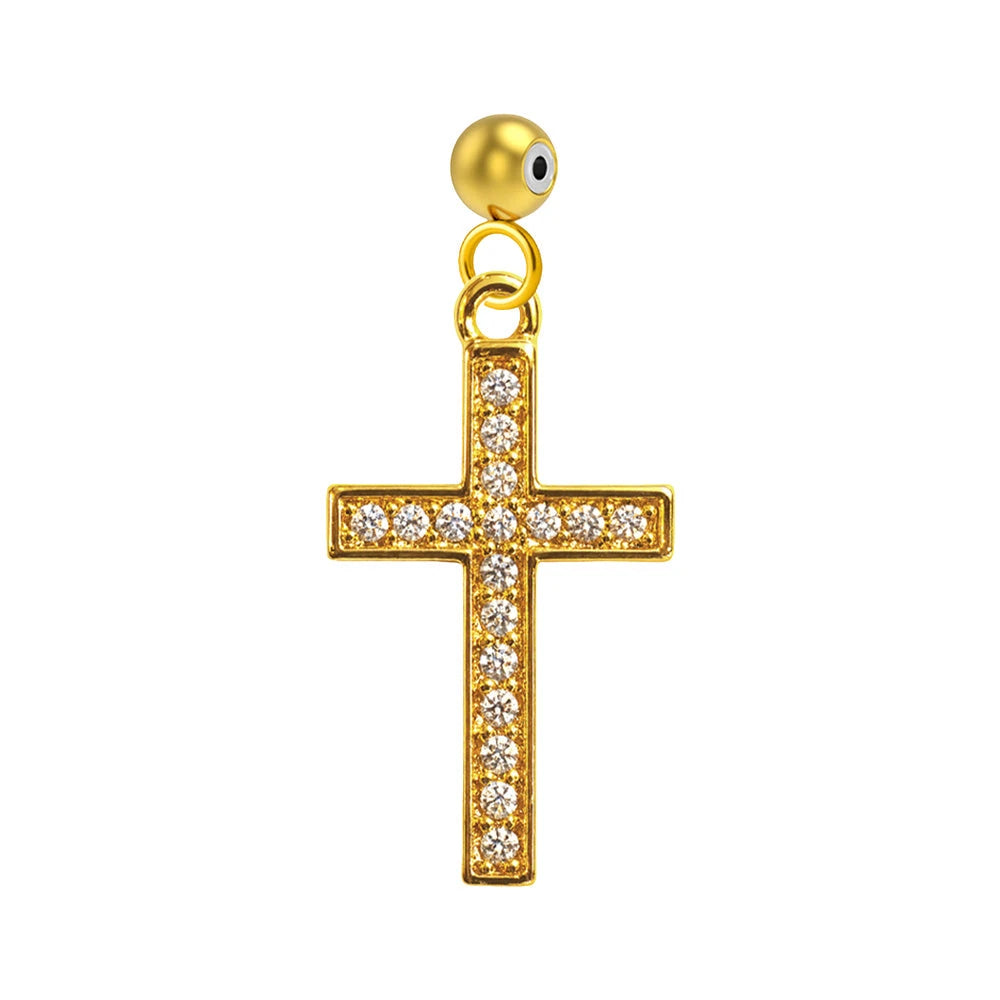 Charm Cobre Chapado Oro 14K con Circonita Cruz