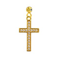 Charm colgante dorado de cruz con circonitas y bola de acero con goma