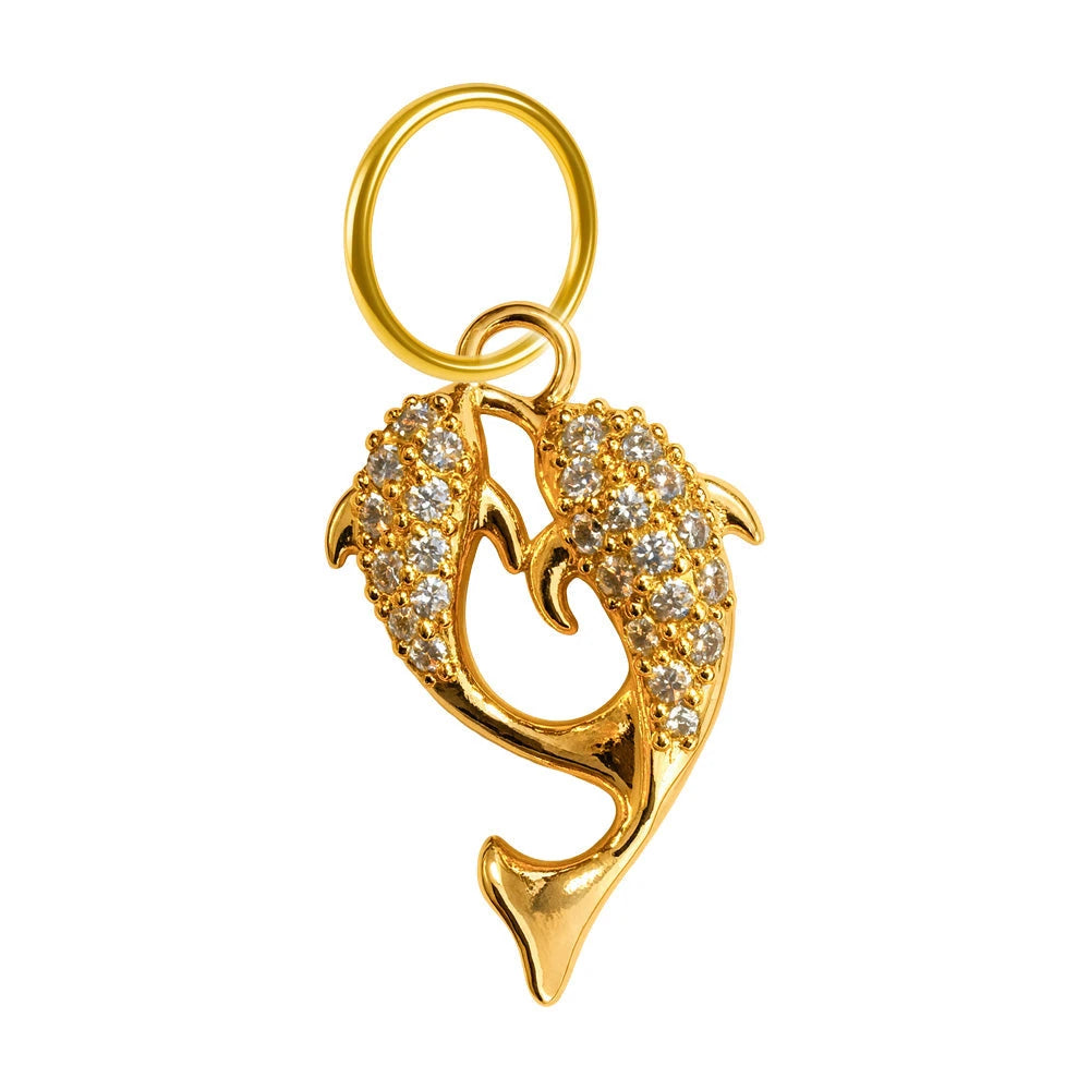 Charm Cobre Chapado Oro 14K con Circonita Delfín Colgante
