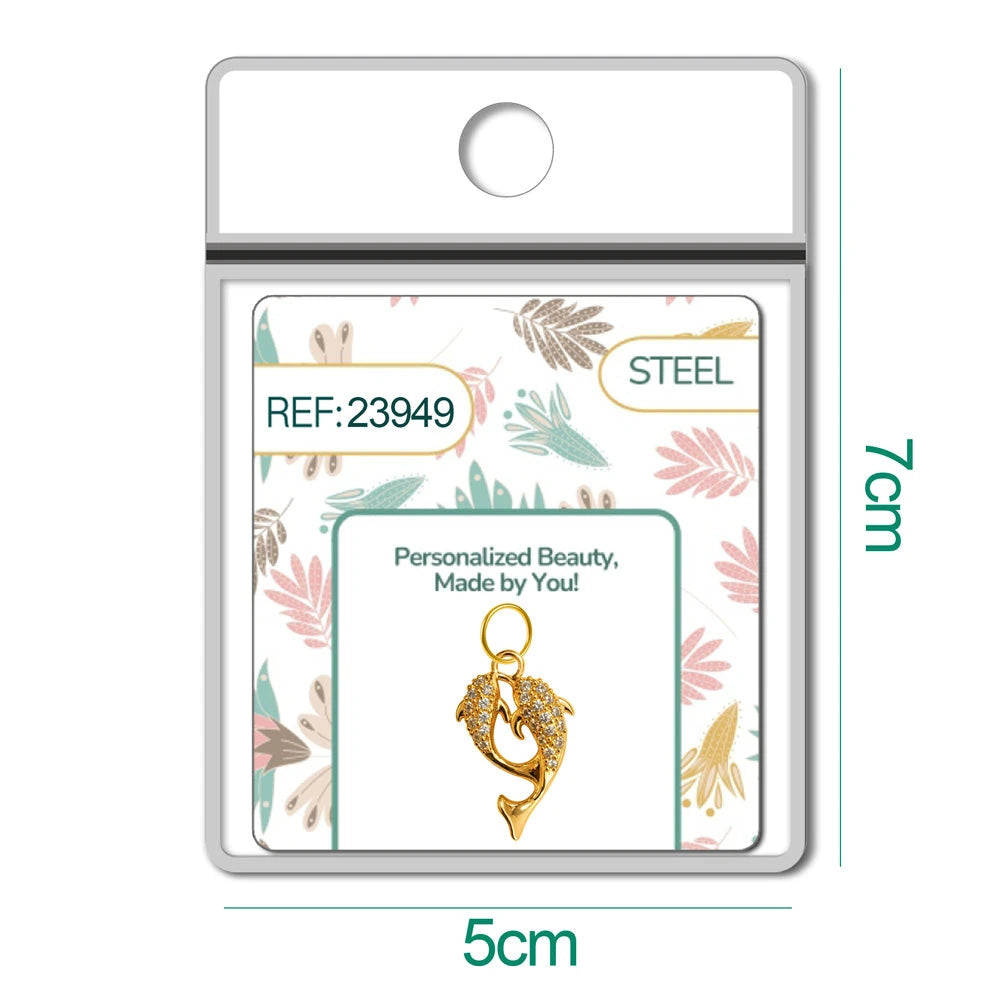 Charm Cobre Chapado Oro 14K con Circonita Delfín Colgante detalle