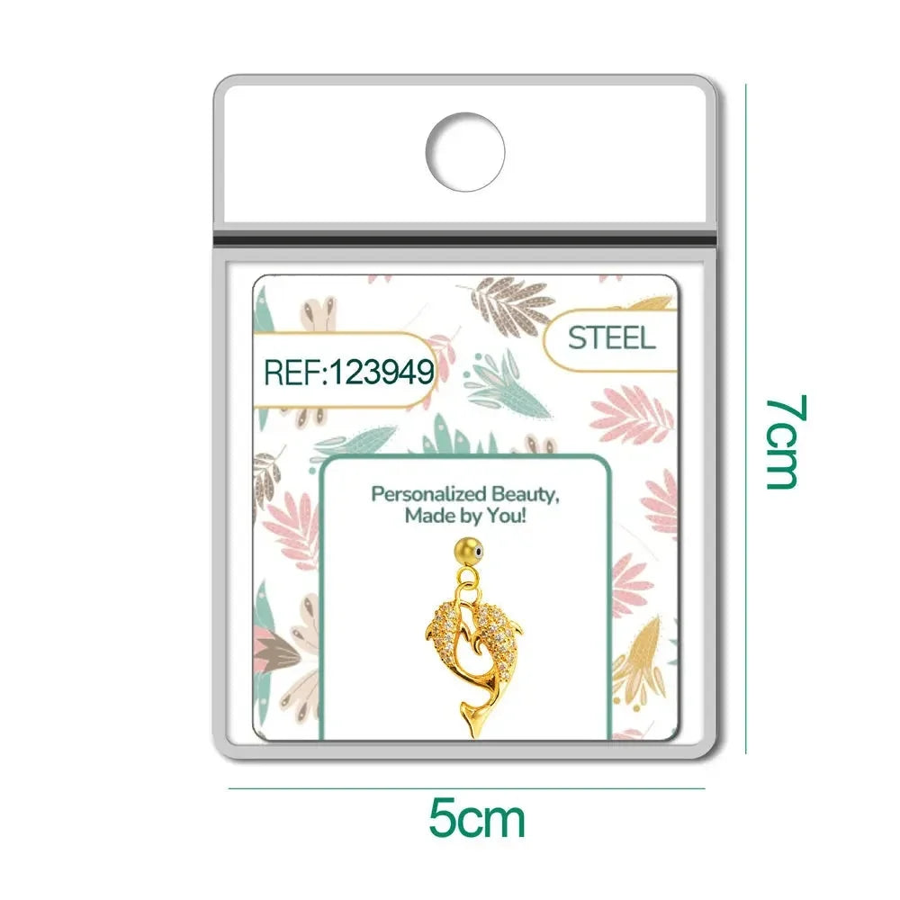 Charm Cobre Chapado Oro 14K con Circonita Delfines detalle