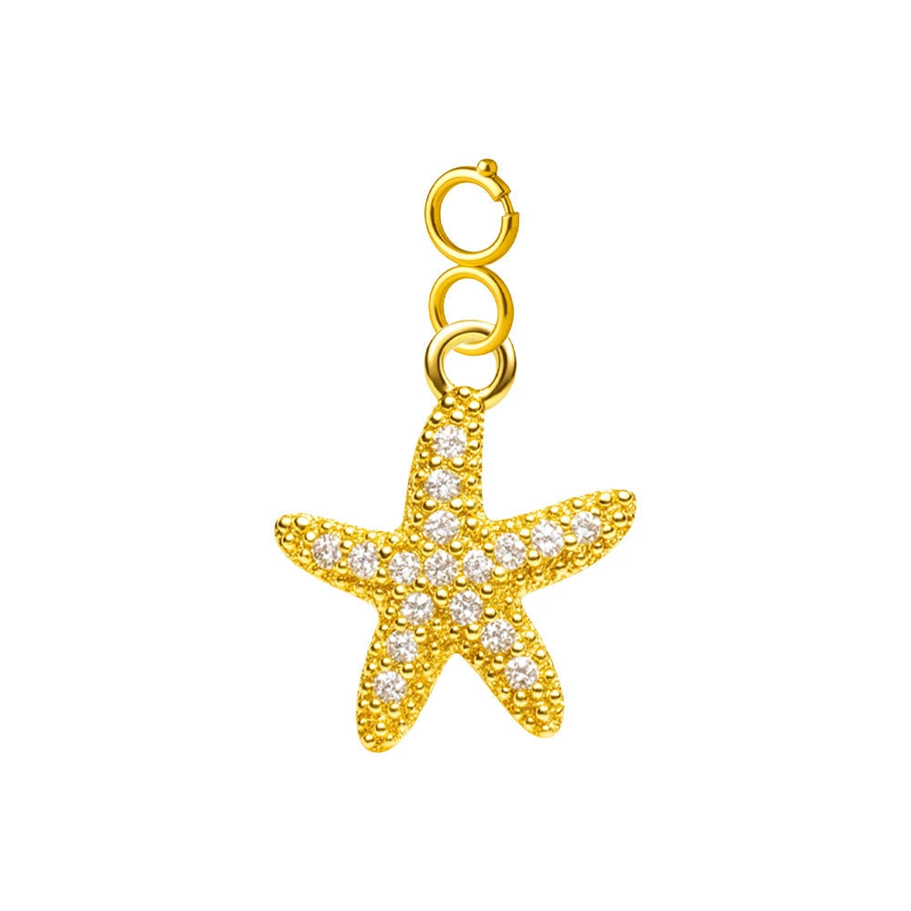 Charm Cobre Chapado Oro 14K con Circonita Estrella de Mar con Cierre