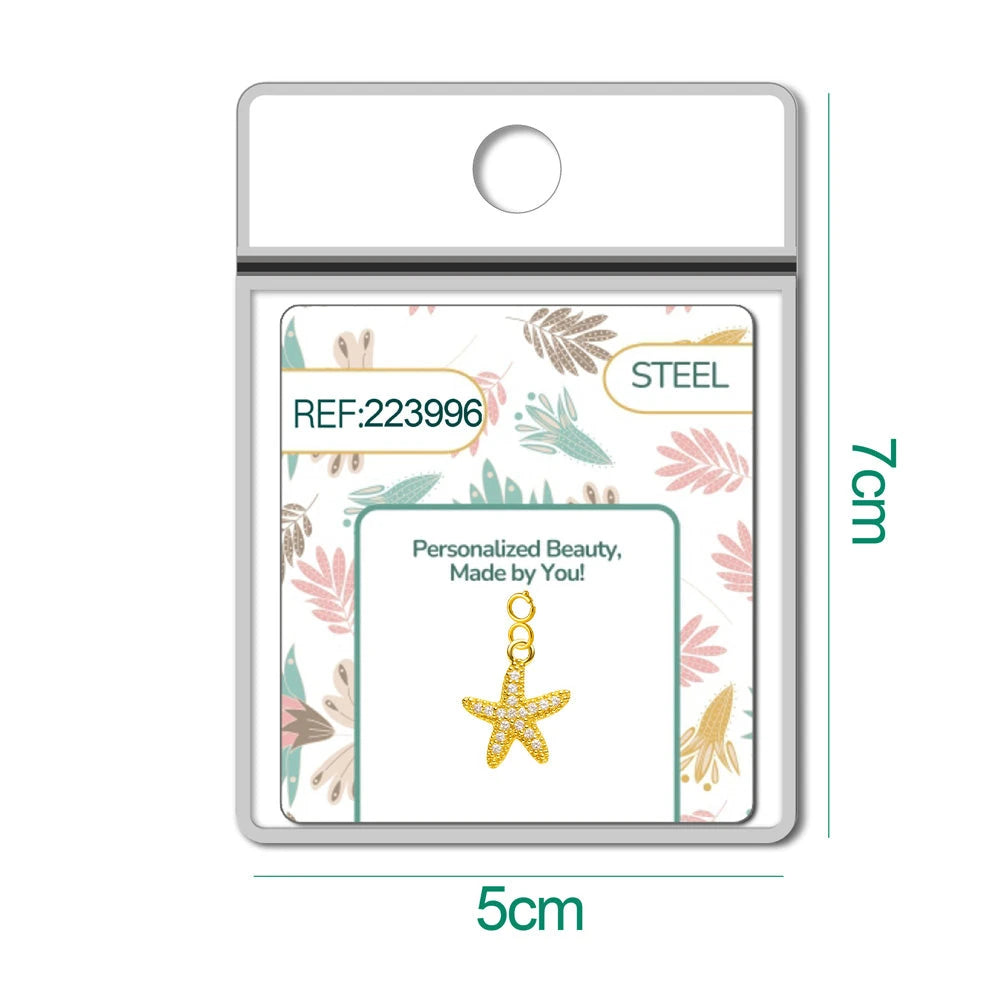 Charm Cobre Chapado Oro 14K con Circonita Estrella de Mar con Cierre detalle