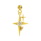 Charm colgante de estrella polar dorada con circonitas y bola de acero con goma