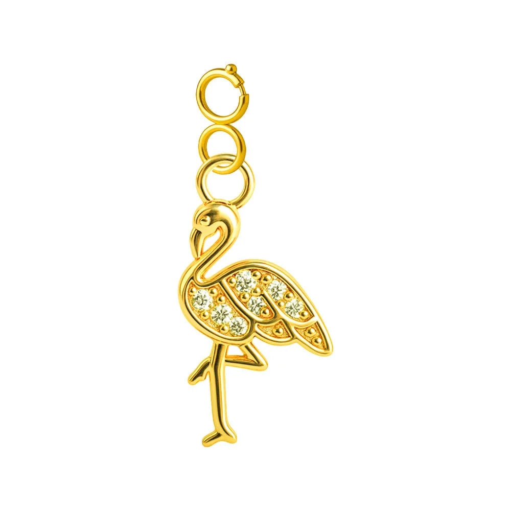 Charm Cobre Chapado Oro 14K con Circonita Flamenco con Cierre