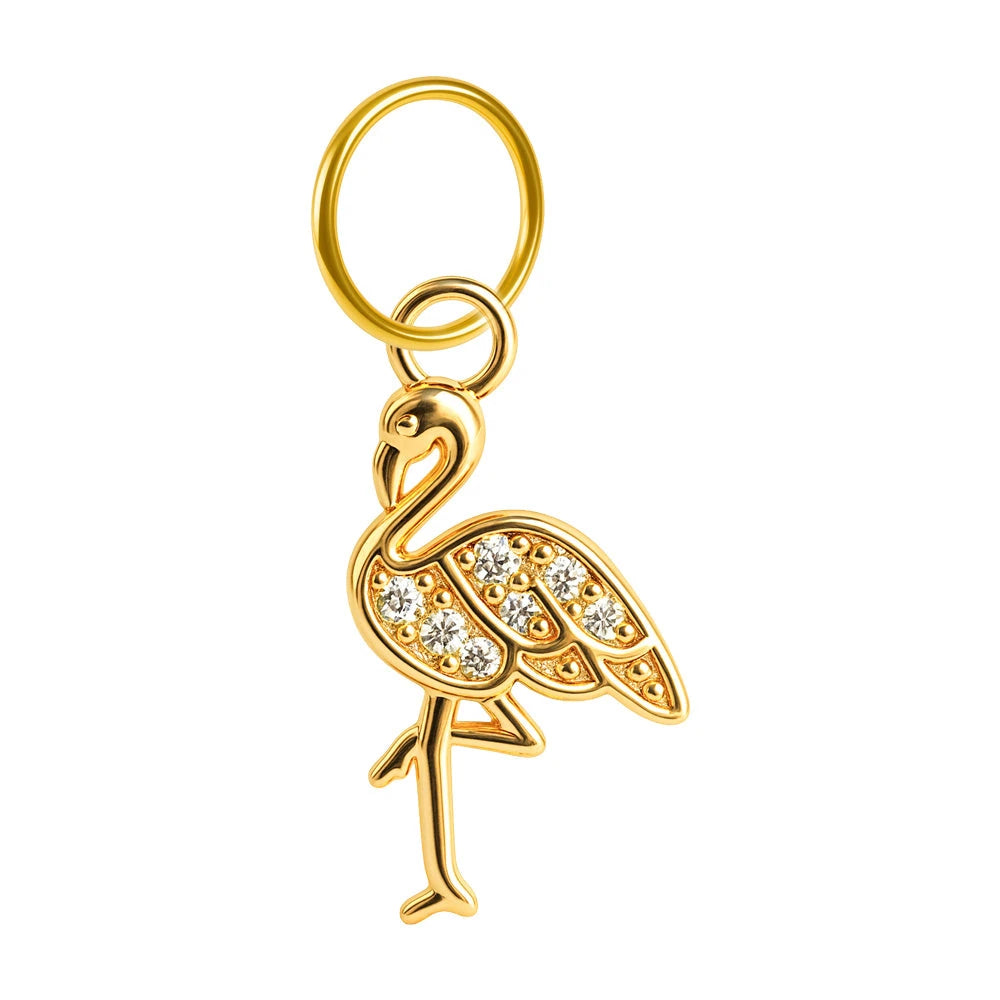 Charm Cobre Chapado Oro 14K con Circonita Flamenco Colgante
