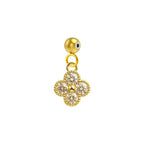 Charm colgante dorado de flor de cuatro pétalos con circonitas y bola de acero con goma