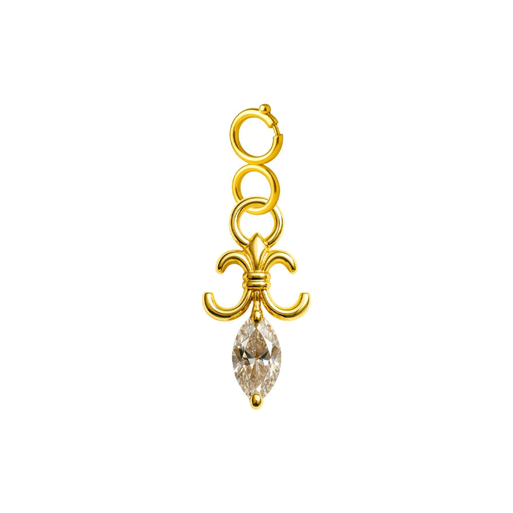 Charm Cobre Chapado Oro 14K con Circonita Flor de Lis con Cierre