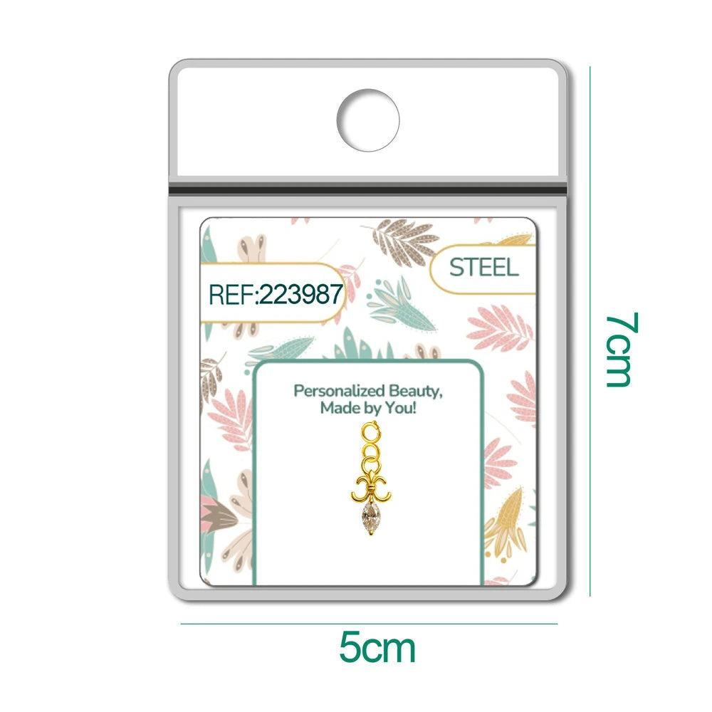 Charm Cobre Chapado Oro 14K con Circonita Flor de Lis con Cierre detalle