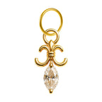 Charm colgante dorado de flor de lis con circonita de lágrima con aro de acero