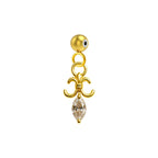 Charm colgante dorado de flor de lis con circonita de lágrima con bola de acero con goma