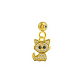 Charm de gato dorado con circonitas y bola de acero con goma