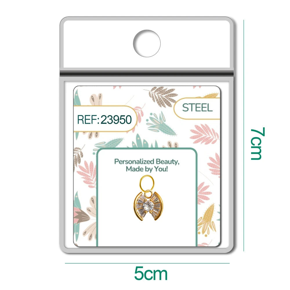 Charm Cobre Chapado Oro 14K con Circonita Herradura Colgante detalle